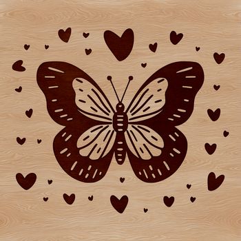 A colorful butterfly with love hearts on its wings, suitable for vector designs and clip art.