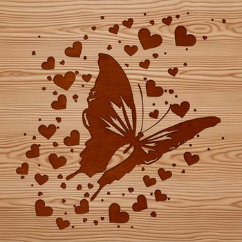 A colorful butterfly with heart-shaped wings, perfect for gardening-themed designs.