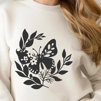 A colorful butterfly with intricate details, ideal for use in gardening designs and illustrations.