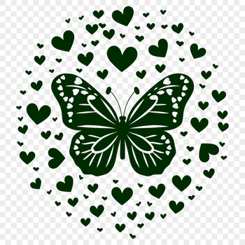 A colorful illustration of a full-bodied insect with love hearts, suitable for gardening themes and vector design projects.