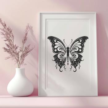 Illustration of a colorful butterfly with intricate details and patterns in various colors.