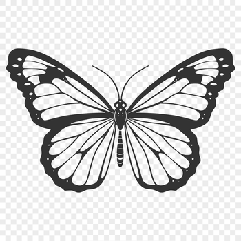 Full-body illustration of a colorful butterfly in mid-flight, suitable for digital design and crafting applications.