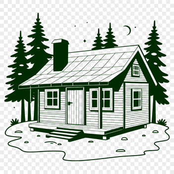 A simple cabin design created in vector format, suitable for cutting machines like Cricut or laser cutters.