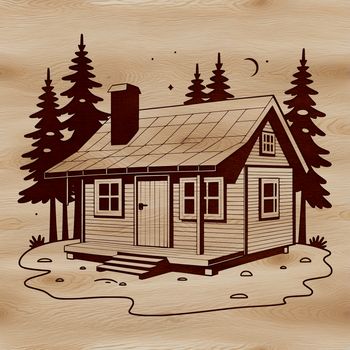A simple cabin design in vector format, suitable for cutting machines like Cricut.