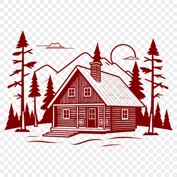 SVG design of a cozy wooden cabin, suitable for vector graphics and digital cutting machines.
