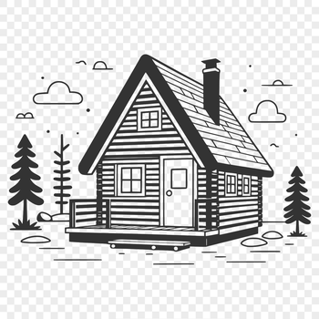 A simple cabin design created as a vector graphic, suitable for cutting machines like Cricut or laser cutters.