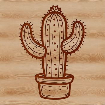 A stylized illustration of a desert plant with sharp spines, suitable for vector art and clip art.