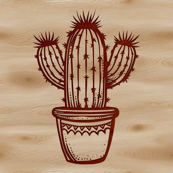 A stylized illustration of a cactus plant with sharp spines and waxy stems, suitable for use in graphic design projects.