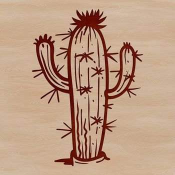 A stylized illustration of a desert plant with sharp spines, suitable for vector art projects.