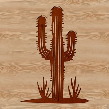 A green cactus with sharp spines growing in the desert landscape.