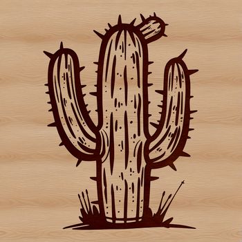A detailed illustration of a desert plant, specifically a cactus, suitable for graphic design and digital crafting.
