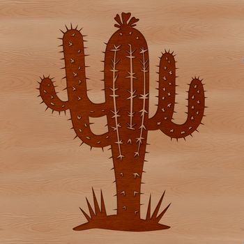 A vector design of a succulent cactus plant with detailed texture and foliage.