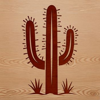 A detailed illustration of a cactus plant in the desert landscape.