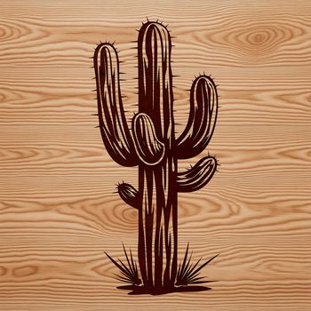 A stylized illustration of a desert plant with sharp spines, suitable for vector design and commercial use.