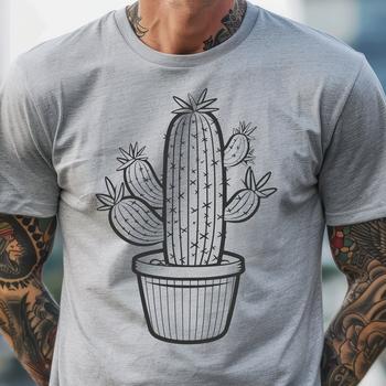 A vector design representation of a succulent cactus plant with intricate details.