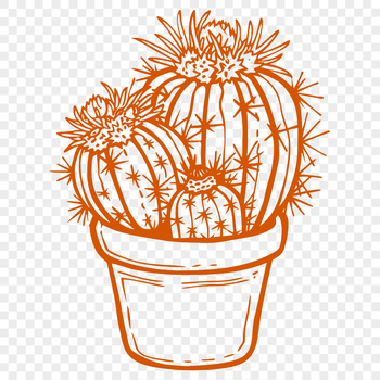 Illustrative representation of a desert plant with sharp spines, suitable for graphic design and digital crafting.