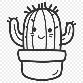 Simple line drawing of a desert plant, suitable for gardening and crafting projects.