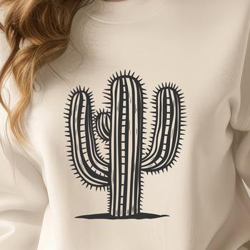 A graphic representation of a prickly cactus plant, suitable for use in digital designs.