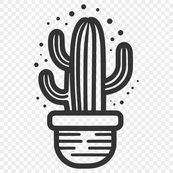 A stylized illustration of a cactus plant with waxy stems and sharp spines.