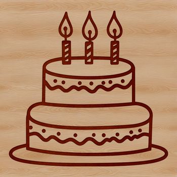 A colorful illustration of a birthday cake with candles, suitable as vector art for crafting or graphic design.