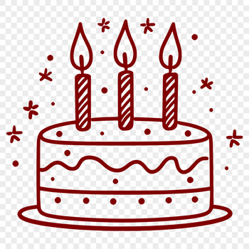 A colorful illustration of a birthday cake with candles, ideal for digital design projects requiring vector graphics.