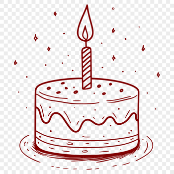 A colorful digital illustration of a birthday cake with candles and decorations, suitable for vector art projects.