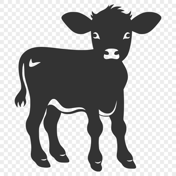 A full-body illustration of a cow standing in a field, suitable for vector art and clipart.