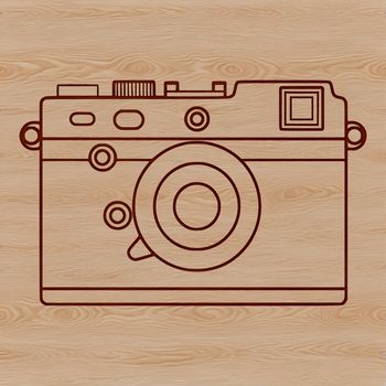 A simple line drawing of a camera, symbolizing photography technology.