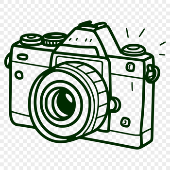 A digital camera icon designed in vector format.