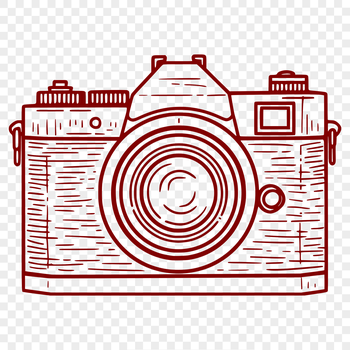 A digital camera icon with clean lines and simple design elements, suitable for graphic design projects.