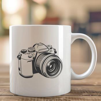 An illustration of a camera in a simple, vector format suitable for various design applications.