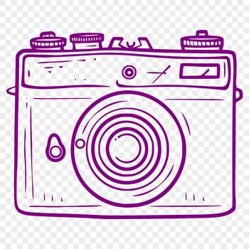 A high-quality vector graphic illustration of a camera with precise lines and details.