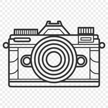A digital camera icon in vector format for graphic design projects.