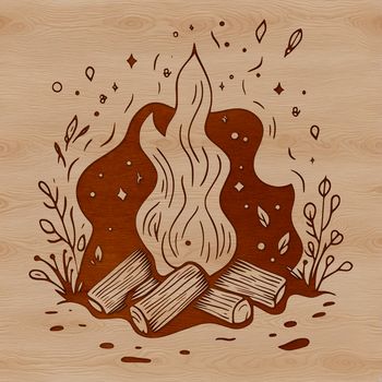 A small camp fire burning with flames in the outdoors.