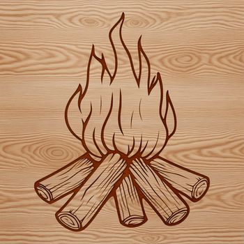 A vector illustration of a camp fire surrounded by nature, suitable for outdoor-themed designs.