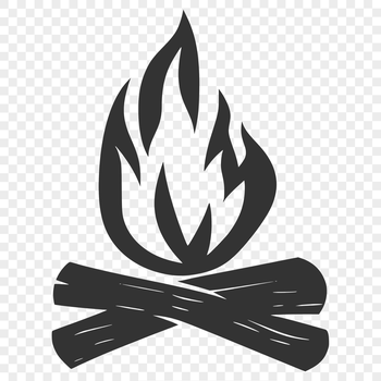 A group of flames burning in the outdoors around a camp fire pit.