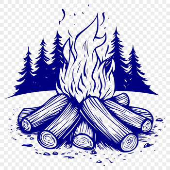 A campfire burning with flames in the outdoors.
