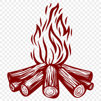 A camp fire with flickering flames in the great outdoors.