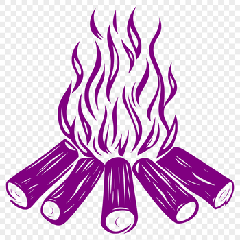 A depiction of a camp fire surrounded by flames, perfect for outdoor enthusiasts and crafters.