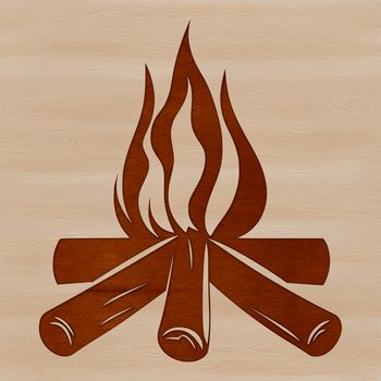 A campfire illustration with flames and sparks in a vector format.