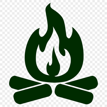 Vector illustration of a camp fire with flames and embers in a outdoor setting.