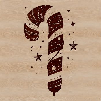 A traditional Christmas symbol, a striped candy cane made from vector lines and shapes.