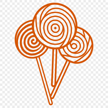 A colorful illustration of a lollipop with a swirly design and stick.