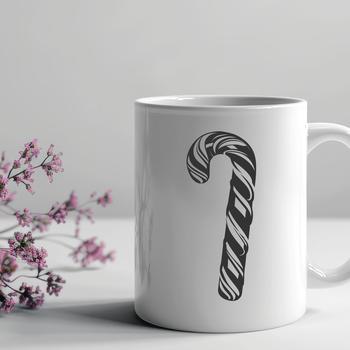 A holiday-themed graphic design element featuring a candy cane, suitable for digital projects and designs.