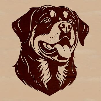 A vector illustration of a Rottweiler's head, suitable for various design projects.