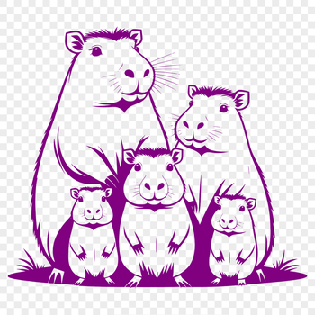 A detailed illustration of a capybara, a large rodent native to South America, depicted in vector format.
