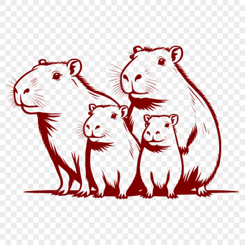 A detailed illustration of a capybara, a large rodent native to South America.