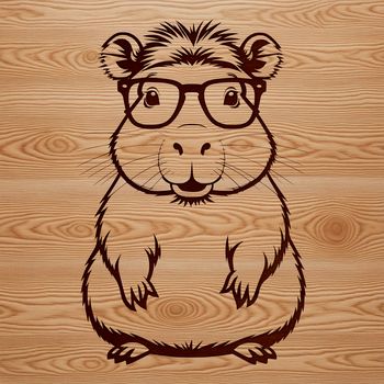 A digital illustration of a capybara wearing glasses, suitable for various design applications.