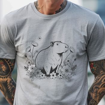 A detailed illustration of a capybara, a large rodent native to South America, created as a vector graphic.