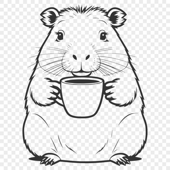 Close-up illustration of a capybara's face, a large rodent native to South America.